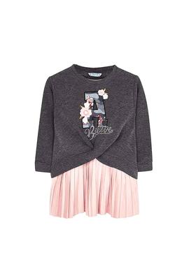 Vestido Mayoral rosa plissado combinado para Menin