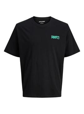 Camiseta Jack and Jones Wobly preta para criança.