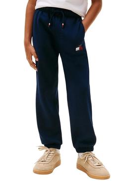 Calça de moletom Tommy Hilfiger Flag azul criança