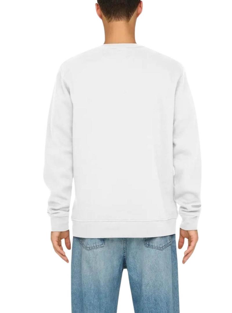 Moletom Only and Sons Dawson branco para homem.