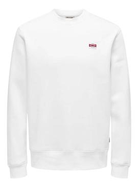 Moletom Only and Sons Dawson branco para homem.