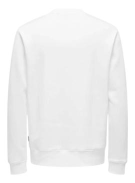 Moletom Only and Sons Dawson branco para homem.