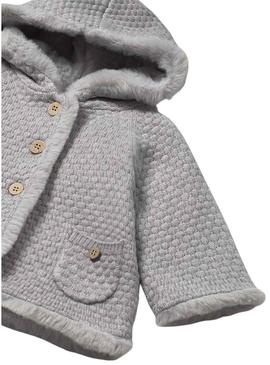 Jaqueta Mayoral tricot com pelos cinza para bebê