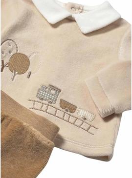 Conjunto meia-calça em tundosado para recém-nascido.