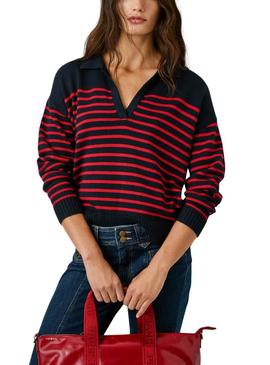 Camisola Pepe Jeans Carlina azul e vermelha para mulher