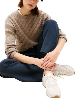 Sapatilhas Tommy Hilfiger Heritage Runner branco para mulher.