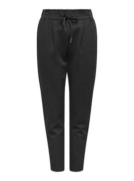 Calça Only Poptrash listrada diplomática preta para mulher.