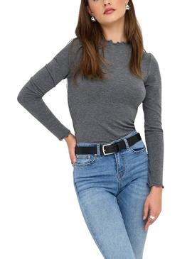 Camisola Only glamorosa cinza para mulher.