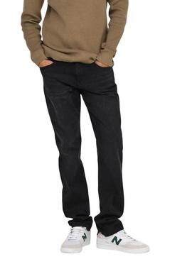 Calça de ganga Only and Sons Weft preta para homem