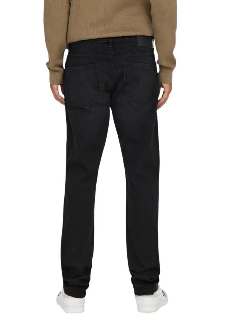 Calça de ganga Only and Sons Weft preta para homem