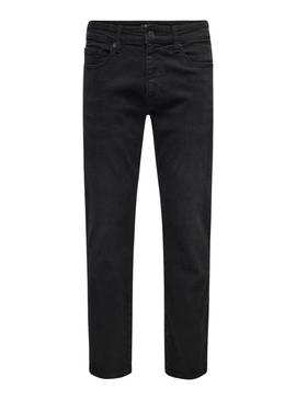 Calça de ganga Only and Sons Weft preta para homem