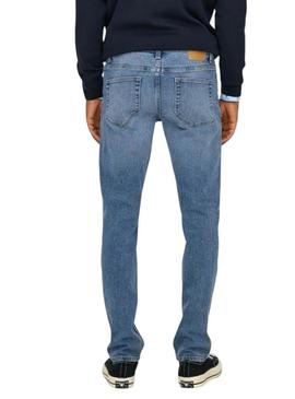 Calça de ganga Only and Sons Loom denim claro para homem.