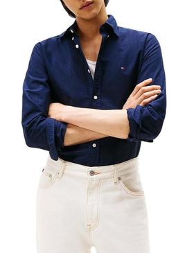 Camisa Tommy Hilfiger Solid Heritage Oxford azul marino para homem.