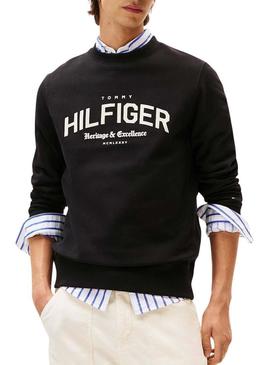 Moletom Tommy Hilfiger Arch preto para homem.
