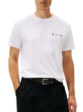 Camiseta Tommy Hilfiger Small Crest branca para homem.