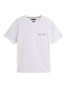 Camiseta Tommy Hilfiger Small Crest branca para homem.