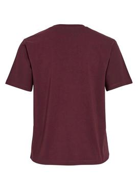 Camiseta Vila Vinora grená com estampa para mulher.