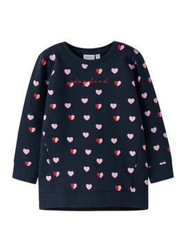 Moletom comprido Name It Lia azul marinho para menina