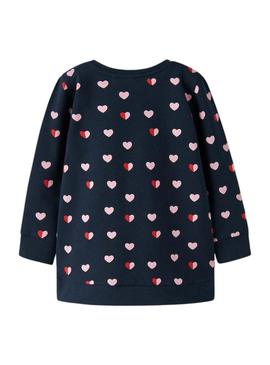 Moletom comprido Name It Lia azul marinho para menina