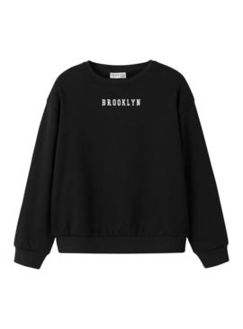 Moletom Name It Nevea relaxado preto para menina.