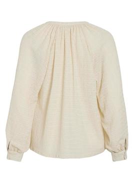 Blusa Vila Vibabera beige para mulher.