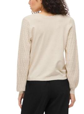 Camisola Vila Viemi reversível bege para mulher.
