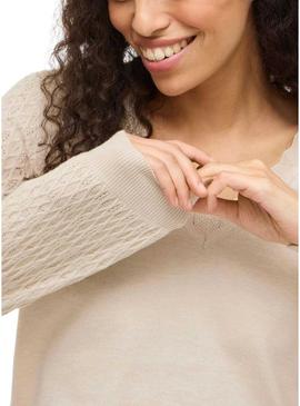 Camisola Vila Viemi reversível bege para mulher.