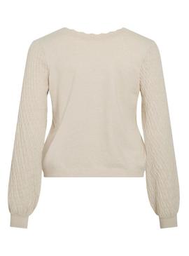 Camisola Vila Viemi reversível bege para mulher.