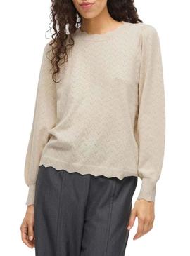 Camisola Vila Viemi bege para mulher.