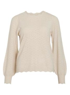 Camisola Vila Viemi bege para mulher.