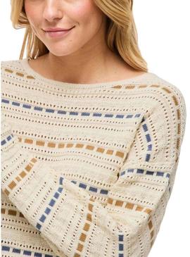 Camisola Vila Vimarian listrada bege para mulher