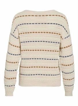 Camisola Vila Vimarian listrada bege para mulher