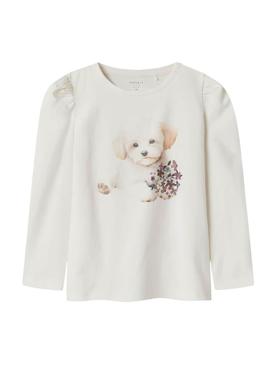 Camiseta Name It Ninea branca para menina.