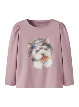 Camiseta Name It Ninea rosa para menina.