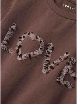 Camisola Name It Nona marrom para menina.