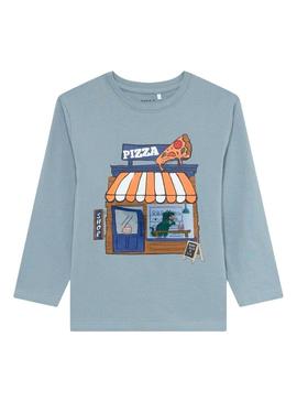 Camiseta Name It Abir azul para menino.