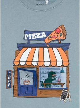 Camiseta Name It Abir azul para menino.