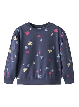 Moletom Name It Nula flores marinho para menina