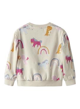 Moletom Name It Nula unicórnios bege para menina.