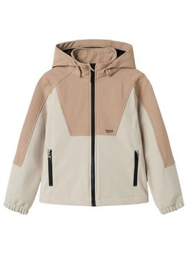 Corta-vento Name It Alfa08 Softshell bege infantil.