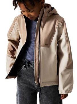 Corta-vento Name It Alfa08 Softshell bege infantil.