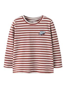 Camisa Name It Nitu listrada bordô para menino