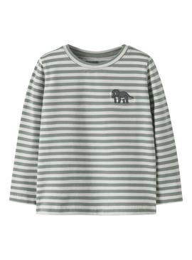 Camisa Name It Nitu listrada verde para menino.