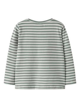 Camisa Name It Nitu listrada verde para menino.