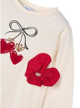 Camisa Mayoral com rabo-de-cavalo vermelho para menina.