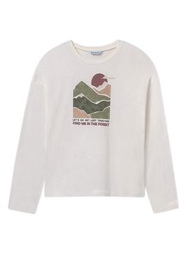 Camiseta Mayoral gráfica branca para menina