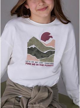 Camiseta Mayoral gráfica branca para menina