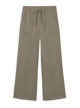 Calça Mayoral de pelúcia comprida com pernas largas verde para menina.