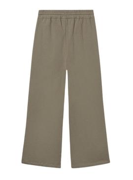 Calça Mayoral de pelúcia comprida com pernas largas verde para menina.