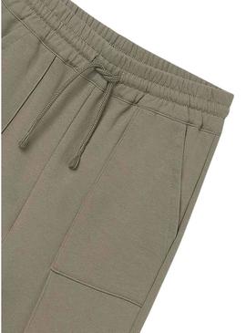 Calça Mayoral de pelúcia comprida com pernas largas verde para menina.